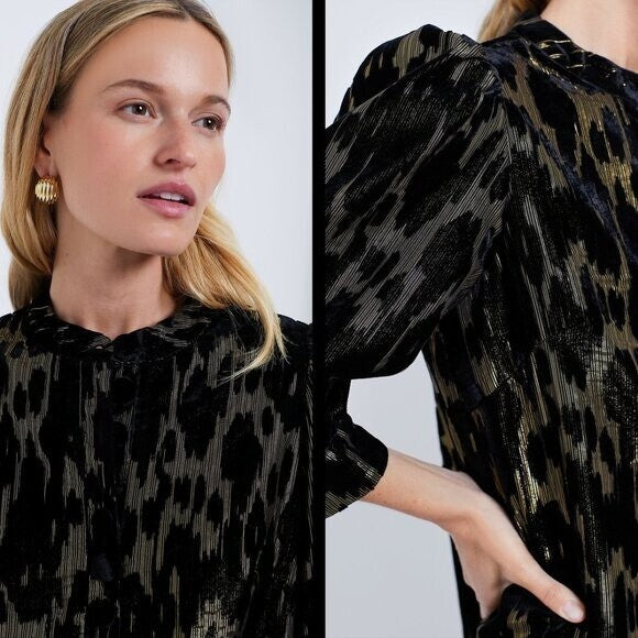 Pomander Place NEW Metallic Velvet Burnout Samantha Party Mini Dress Size M