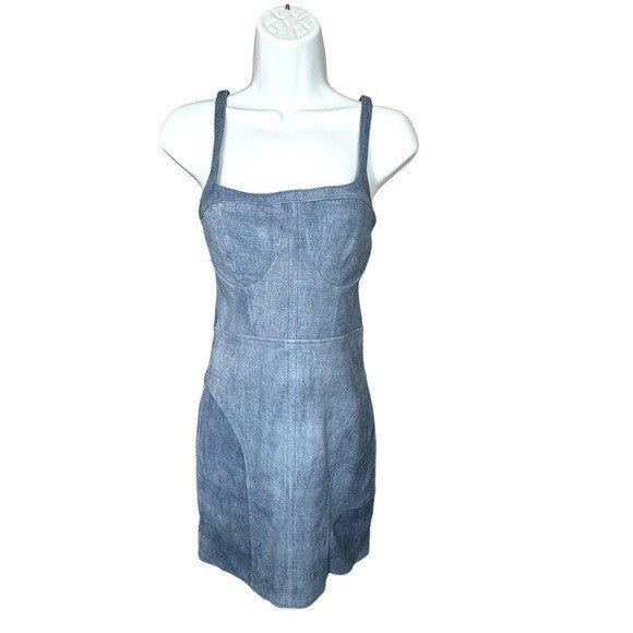 RTA | NEW Joana Lambskin Leather Dress in Vintage Indigo Size 8