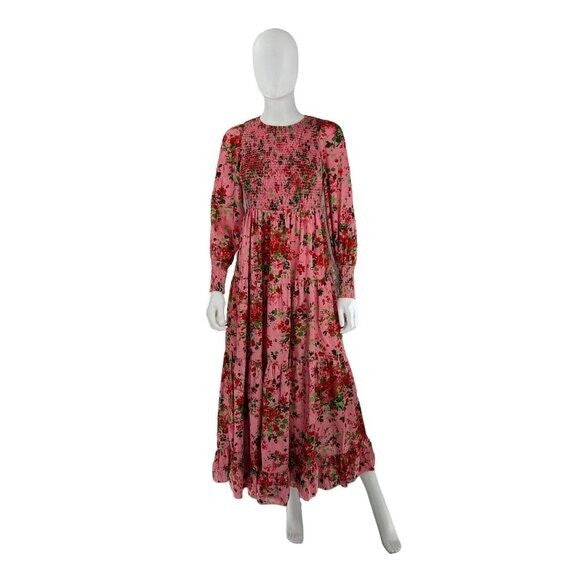 Tuckernuck NEW Pink Peony Meadows Libby Long Sleeve Maxi Dress Size XXS