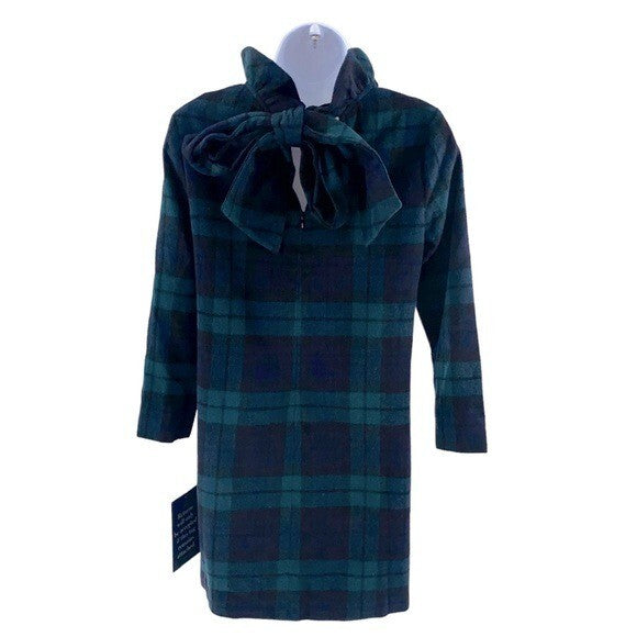 Tuckernuck NEW Blackwatch Daphne Plaid Wool Blend Long Sleeve Mini Dress Size XS