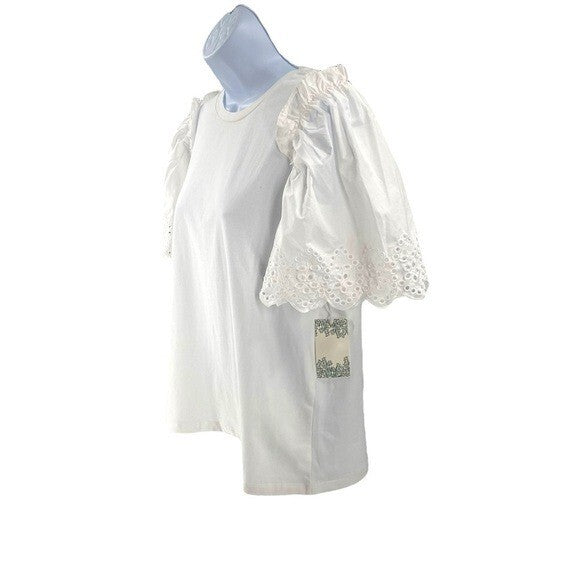 Hyacinth House | NEW White Eyelet Mollie Short Sleeve Blouse Size S