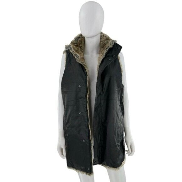Tuckernuck NEW Faux Fur Reversible Full Zip Baker Brown Tan Vest Size XS