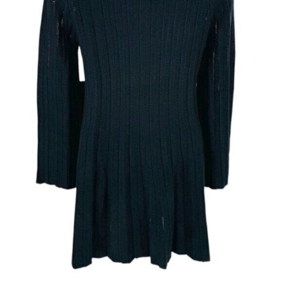Pomander Place NEW Black Adi Long Belle Sleeve Ribbed Knit Mini Dress Size XL