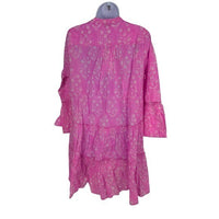 Juliet Dunn NEW Exclusive Orchid Small Flower Lurex Flared Sleeve Dress Size XS