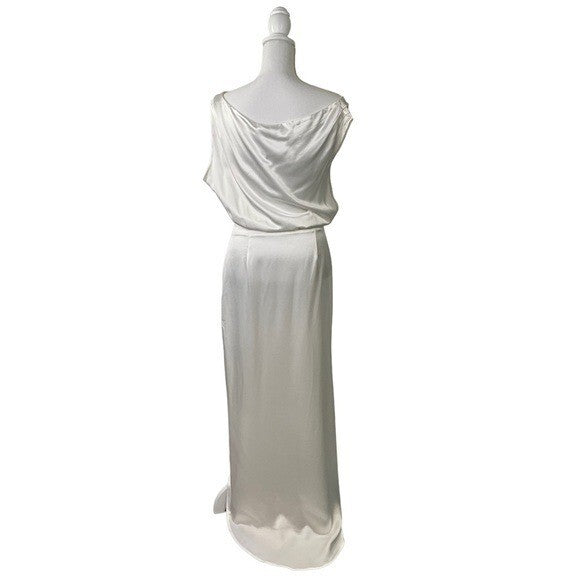 NONchalant Label | NEW Dinah One Shoulder Satin Formal Maxi Dress White Size XS