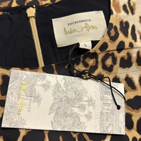 Tuckernuck x India Hicks NEW Leopard Domino Long Sleeve Party Mini Dress Size L