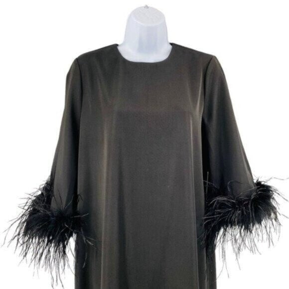 Tuckernuck NEW Black Feather Jamie Formal 3/4 Sleeve Maxi Dress Size XS