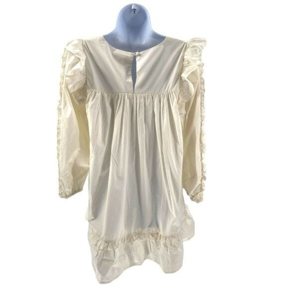 Cleobella | NEW Ivory Anabelle Ruffled Shoulders Mini Dress Size XL