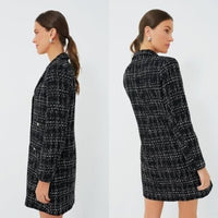 Pomander Place NEW Black Tweed Stacie Preppy Retro Blazer Mini Dress Size L