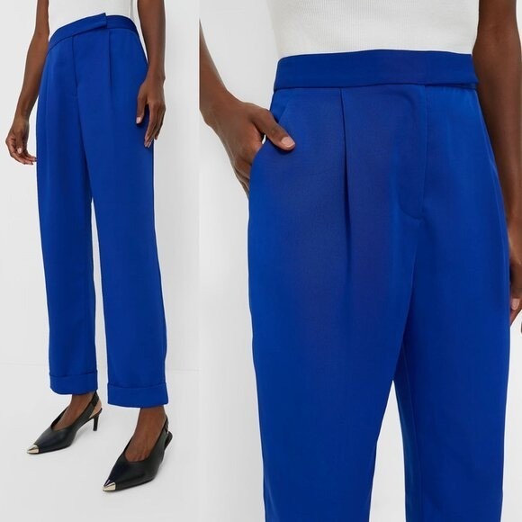 Tuckernuck NEW Sapphire Blue Duncan Pleated Straight Leg Trouser Pant Size M