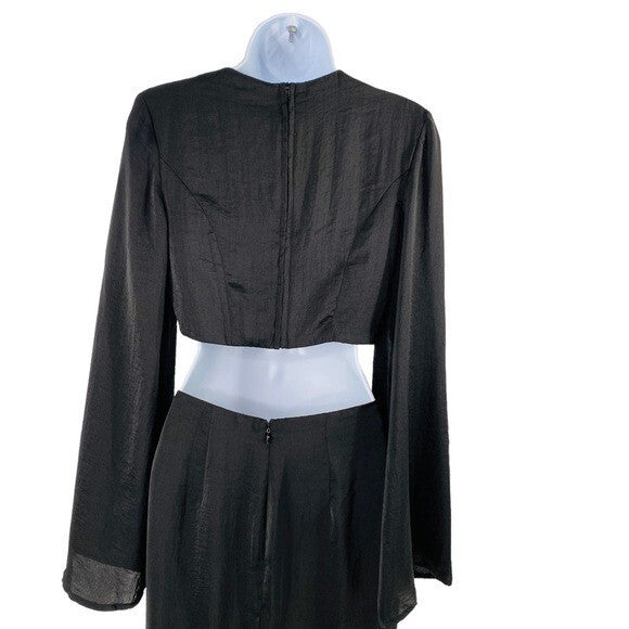 Petal & Pup NEW Sienna Satin Formal Black Midi Dress Matching Set Size XS