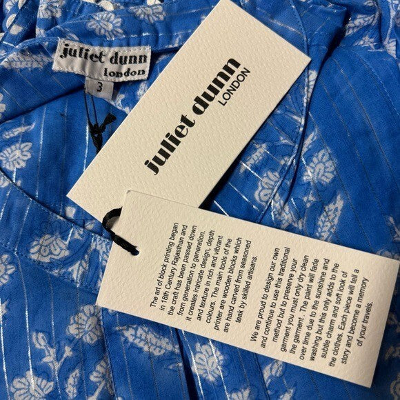 Juliet Dunn NEW Sapphire Small Flower Lurex Flared Sleeve Mini Dress Size L
