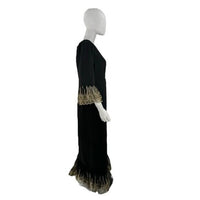 Pomander Place NEW Black Lillith Gold Lace Formal Maxi Dress Size S