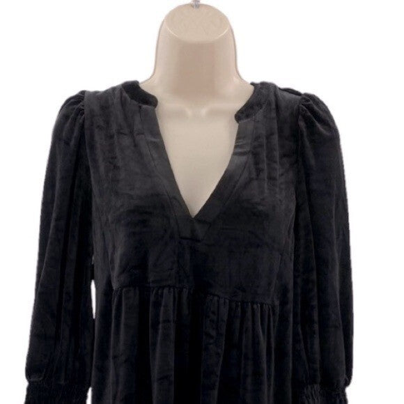 Pomander Place | NEW Black Velvet Kenzo Long Sleeve Mini Dress Size S