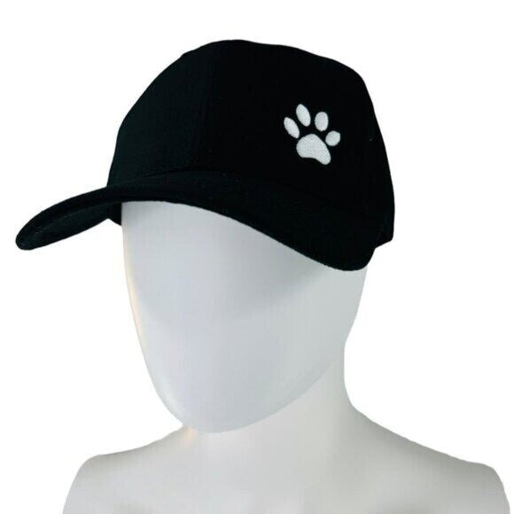 Poshing 4 Paws NEW Unisex Adjustable Paw Embroidered Baseball Cap in Black