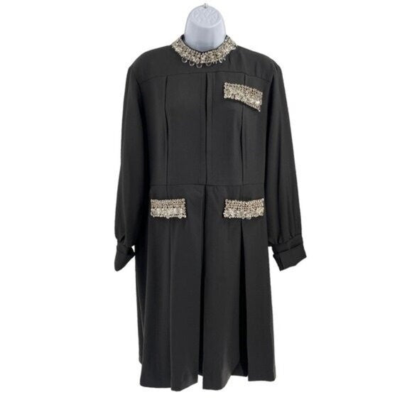 Tuckernuck NEW Embellished Black Hoyt Rhinestone Long Sleeve Mini Dress Size 3XL