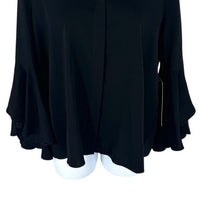 Tuckernuck NEW Black Norah Bell Sleeve Collared Button Down Blouse Top Size L