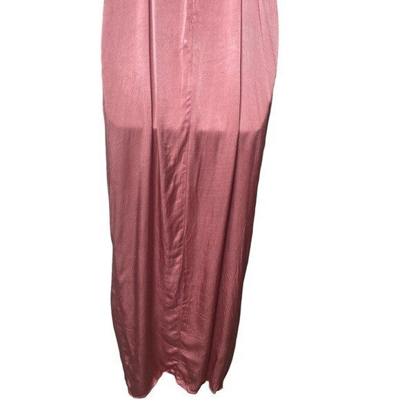 REVOLVE NBD Lila Satin Cowl Neck Formal Long Dress Gown in Mauve Pink Size S NEW
