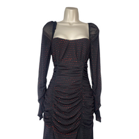 NEW DUNDAS X REVOLVE Stardust Rhinestone Black Semi Sheer Maxi Dress Size S