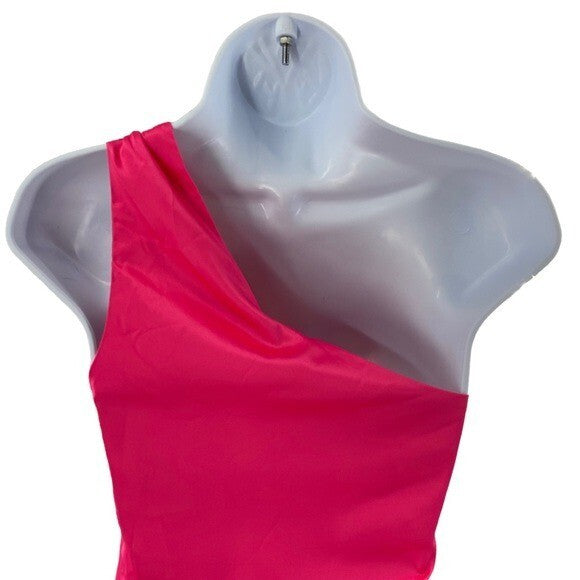 Baobab NEW Celia Satin One Shoulder Barbiecore Mini Dress in Frambuesa Size XS