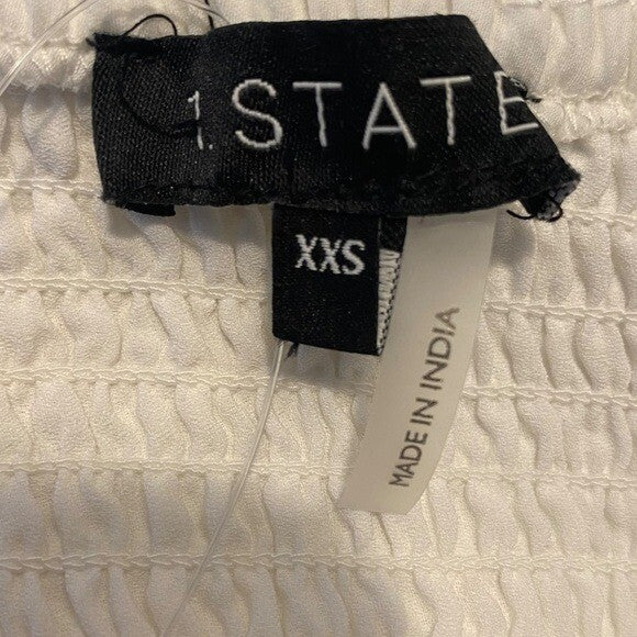 1. STATE NEW Off the Shoulder Smocked Bodice Midi Dress in New Ivory Size XXS