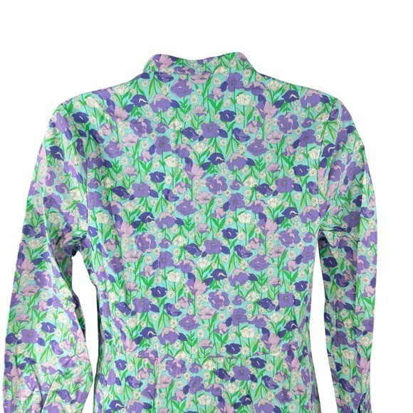 Hyacinth House NEW Aqua Bellflower Multi Floral Long Sleeve Maxi Dress Size XS
