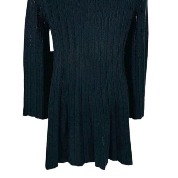 Pomander Place NEW Black Adi Long Belle Sleeve Ribbed Knit Mini Dress Size M