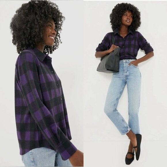 Tuckernuck NEW Purple Black Aubergine Check Chandler Flannel Button Down Size S