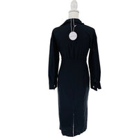 Petal & Pup NEW Monrow Black Preppy Long Sleeve Linen Midi Shirt Dress Size 4