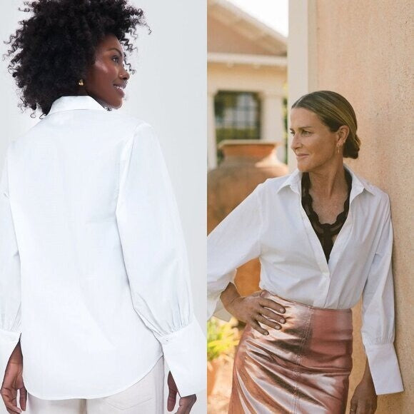Tuckernuck x India Hicks NEW White Cotton Britwell Button Down Blouse Size M