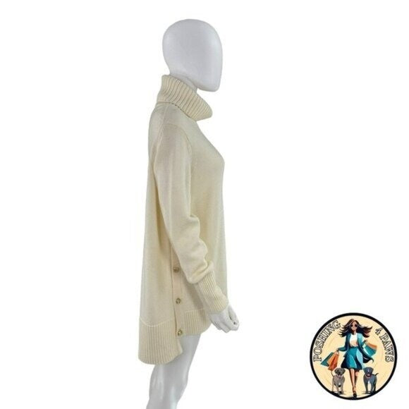 Tuckernuck NEW Winter White Sophia Wool Knit Turtleneck High Low Sweater Size XS