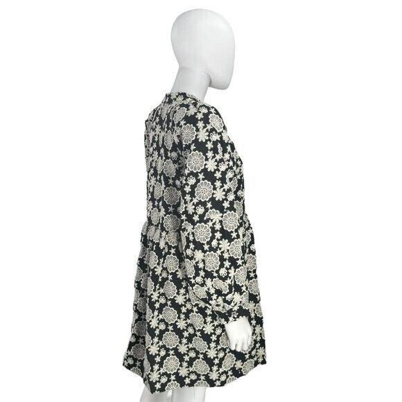 Hyacinth House NEW Black & Ivory Eyelet Kathleen Long Sleeve Dress Size Small