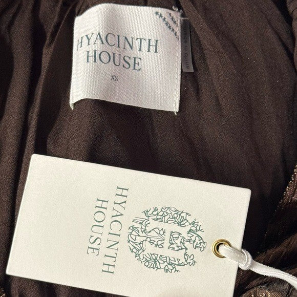 Hyacinth House | NEW Bronze Metallic Plisse Dorinda Midi Dress Size XS