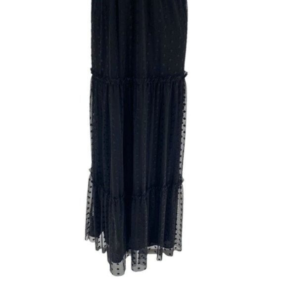 Tuckernuck NEW Black Onyx Tulle Giselle Formal Flutter Sleeve Maxi Gown Size XS