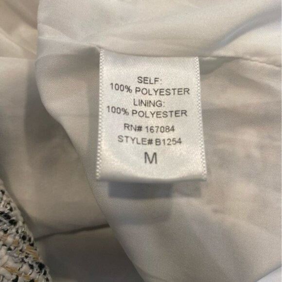 Pomander Place NEW White Tweed Retro Josephine Mini Dress in White Black Size M
