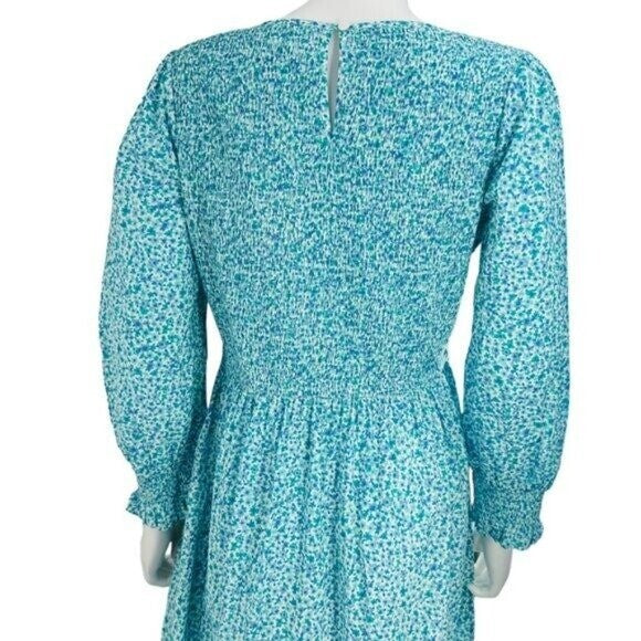 Pink City Prints NEW Blue Isabel Maxi Dress Ocean Ditsy Flower Size XS