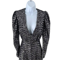 BORGO DE NOR NEW Bernadette Sequin Crepe Formal Long Sleeve Maxi Dress Size XS