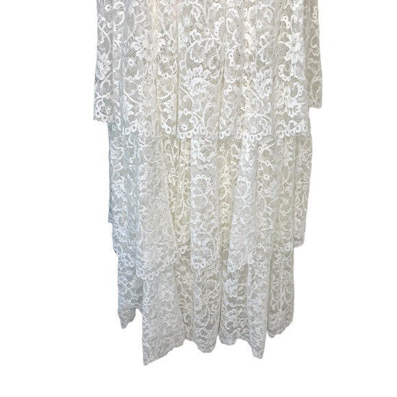 REVOLVE NBD Formal White Lace Love My Way Side Slit Maxi Dress Gown Size XXS