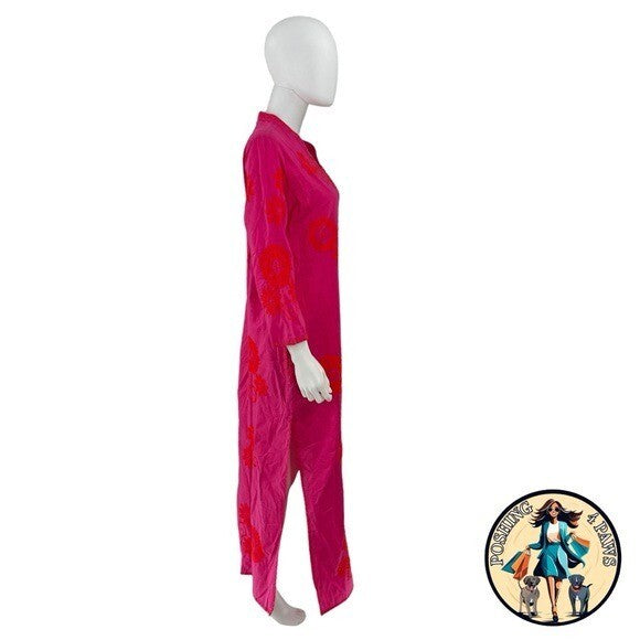 Nimo with Love NEW Pink and Orange Embroidered Sapphire Long Kaftan Size M