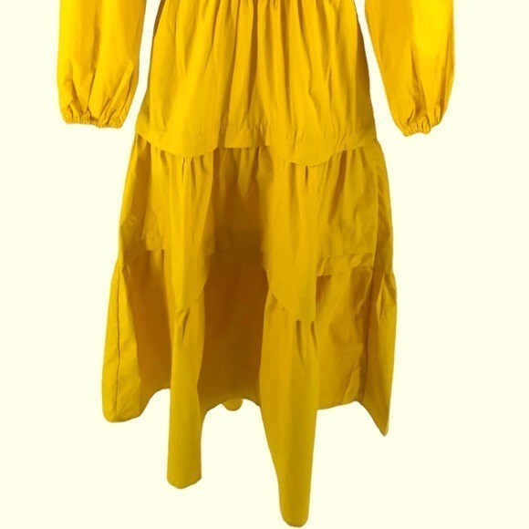 Petal and Pup NEW Yellow Mariga Long Sleeve Frill Shoulder Midi Dress Size XS