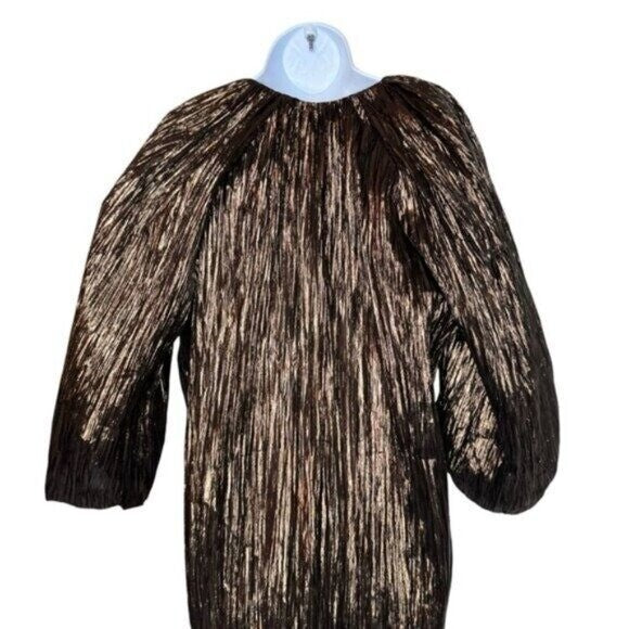Hyacinth House | NEW Bronze Metallic Plisse Dorinda Midi Dress Size S