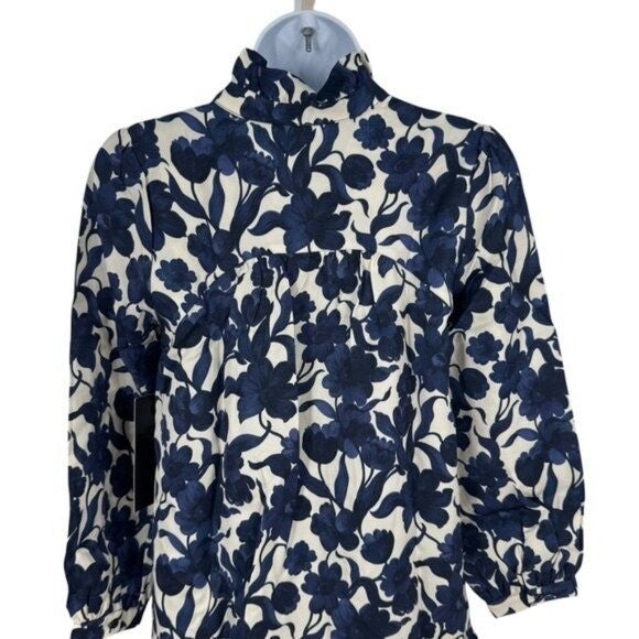 Tuckernuck NEW Blue Poppy Palmerston Drop Waist Long Sleeve Mini Dress Size L