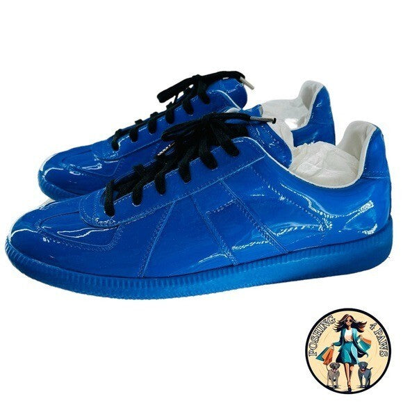Maison Margiela Replica Patent Leather Low Top Sneaker Dazzling Blue Size 40 NIB