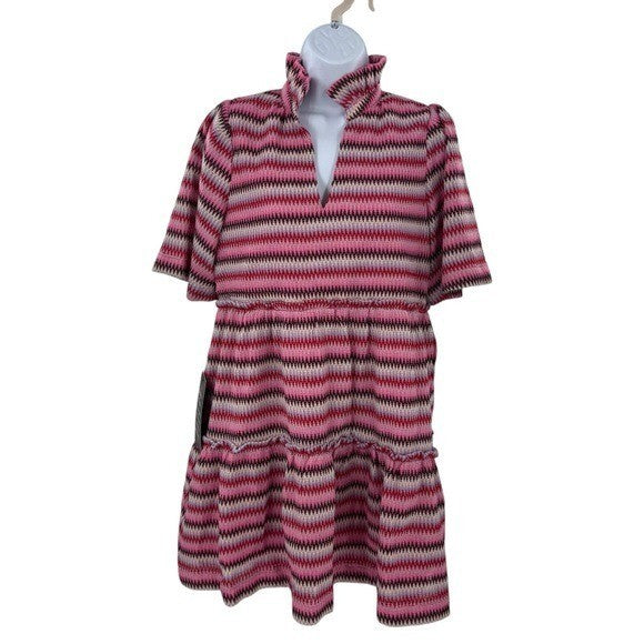 Tuckernuck NEW Pink Chevron Knit Stripe Crawford Relaxed Fit Mini Dress XXS