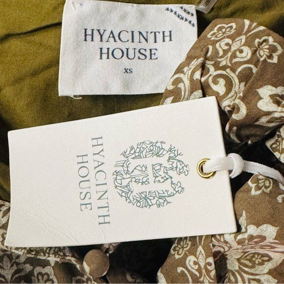 Hyacinth House | NEW Moss Printed Russell Mini Dress in Olive Size XS