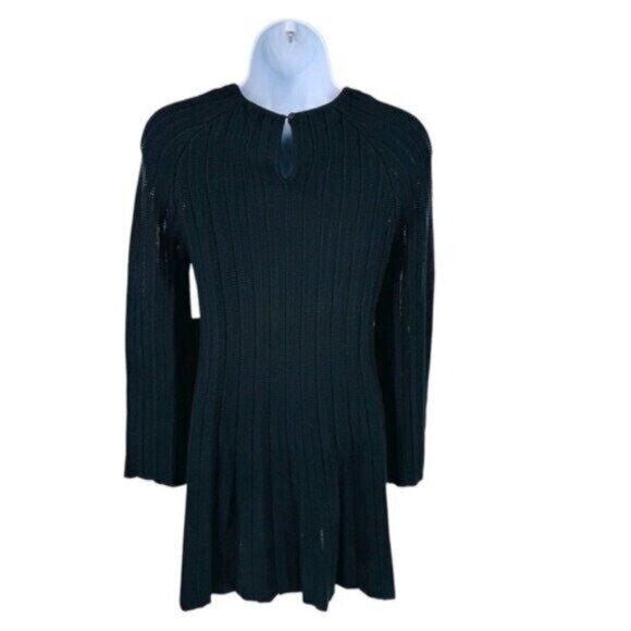 Pomander Place NEW Black Adi Long Belle Sleeve Ribbed Knit Mini Dress Size XL