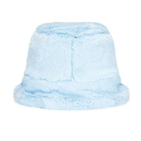 Gladys Tamez Millinery NEW Faux Fur Y2K Bucket Hat in Baby Blue One Size
