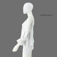 Susana Monaco White Off the Shoulder Long Sleeve Jersey Peasant Top Size S