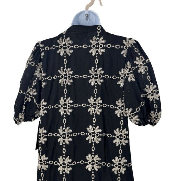 Tuckernuck NEW Black Eyelet Lewis Puff Sleeve Embroidered Maxi Dress Size S