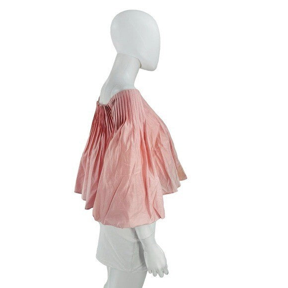 Hyacinth House NEW Light Pink Off the Shoulder Portia Pleated Blouse Size XXS